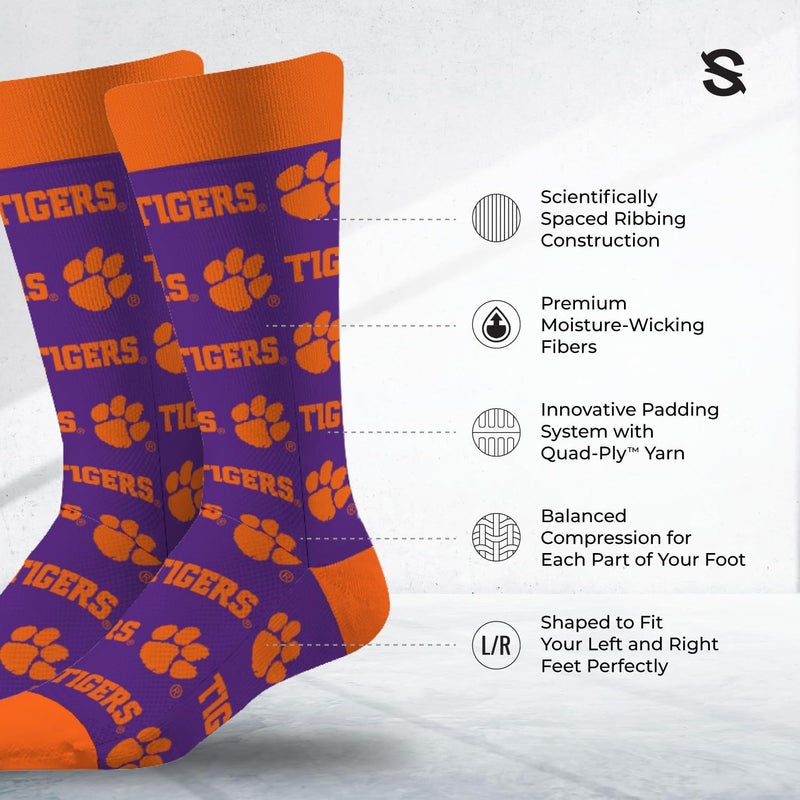 Strideline Store NCAA Mens Repeat Logo Dress Socks-Team Colors-One Size Fits Most -M/L (8-12) - Image 2